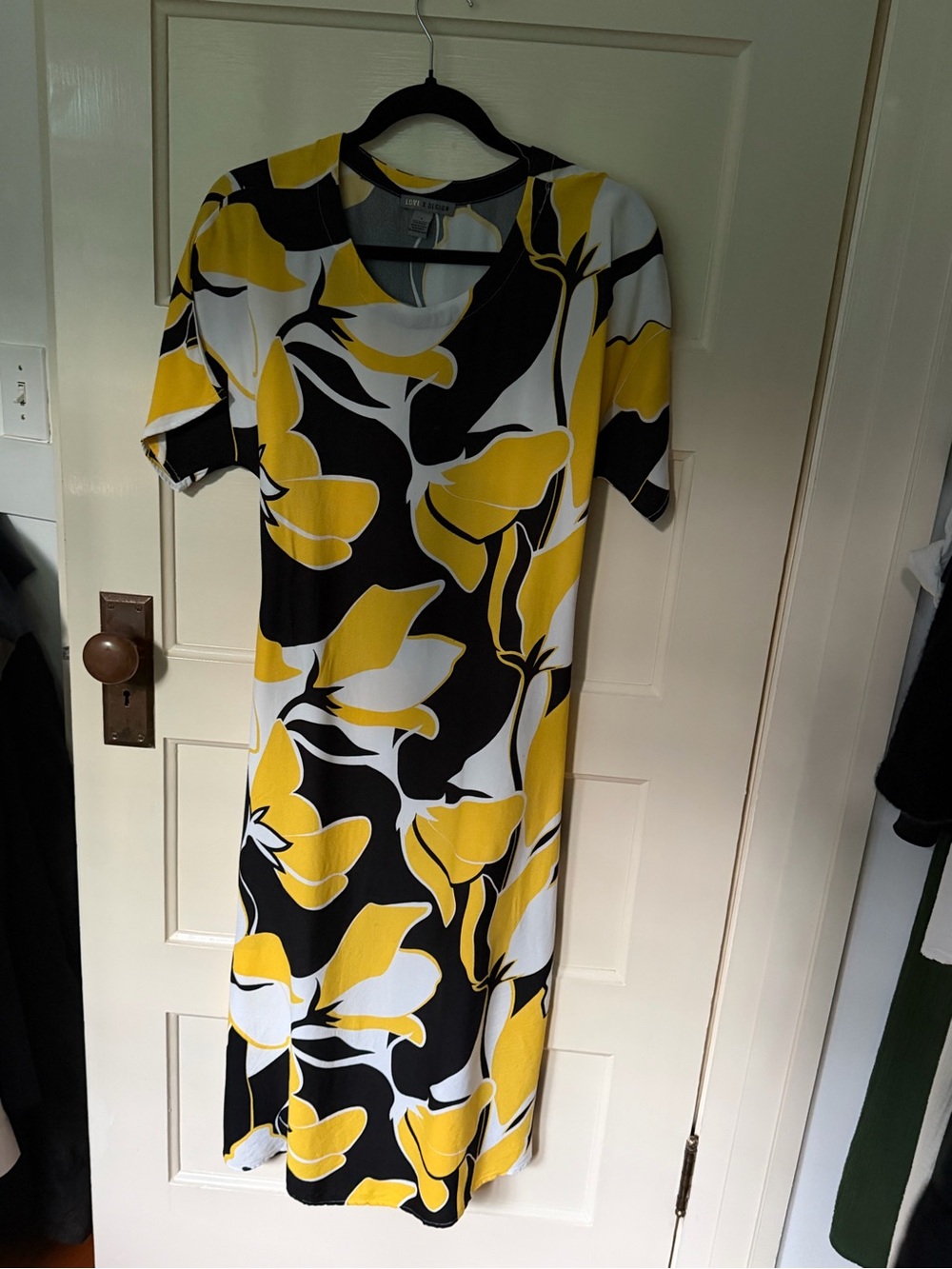 Women's Yellow Floral Print Midi Dress